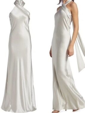 Galvan London Pandora Satin Halterneck Maxi Dress size 6